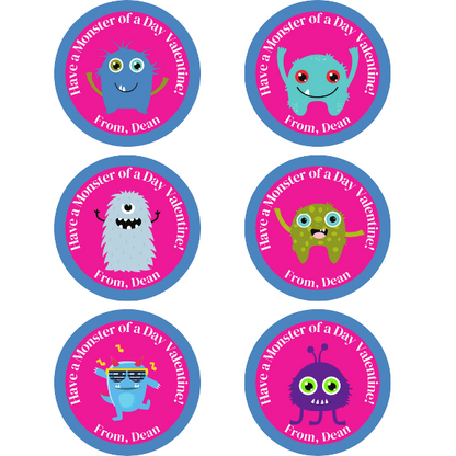 Funny Monster Valentine's Day Stickers